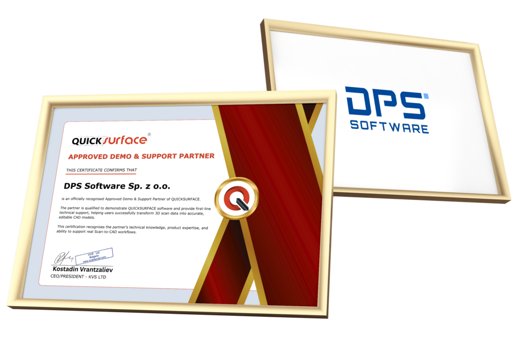 Certyfikat Approved Demo & Support Partner QUICKSURFACE